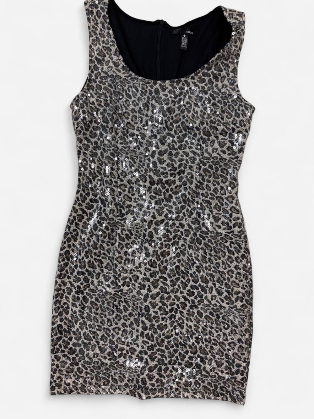 Aqua Leopard Print Sequin Mini Dress